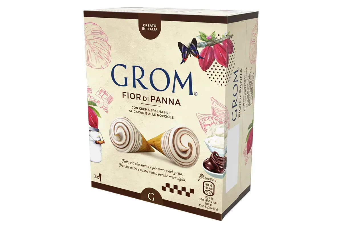 Multipack con il Cono Fior di Panna e Pistacchio di Grom Stecco e cono farciti di fantasia La nuova dimensione del gelato
